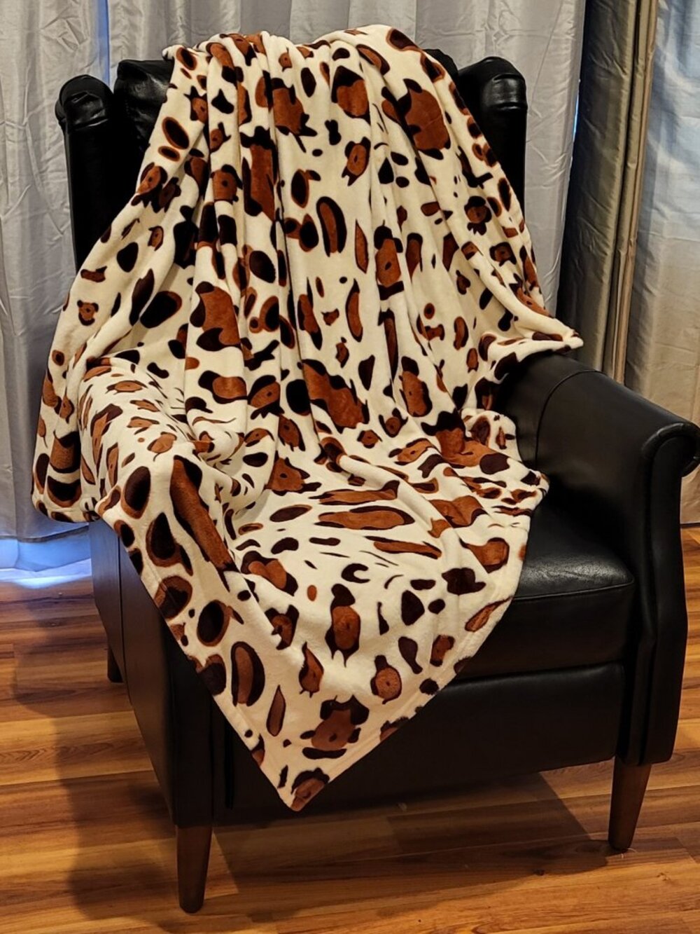 Vtg Leopard Throw Blanket Bedding Animal Print Super Plush Soft Polyester 59"x50
